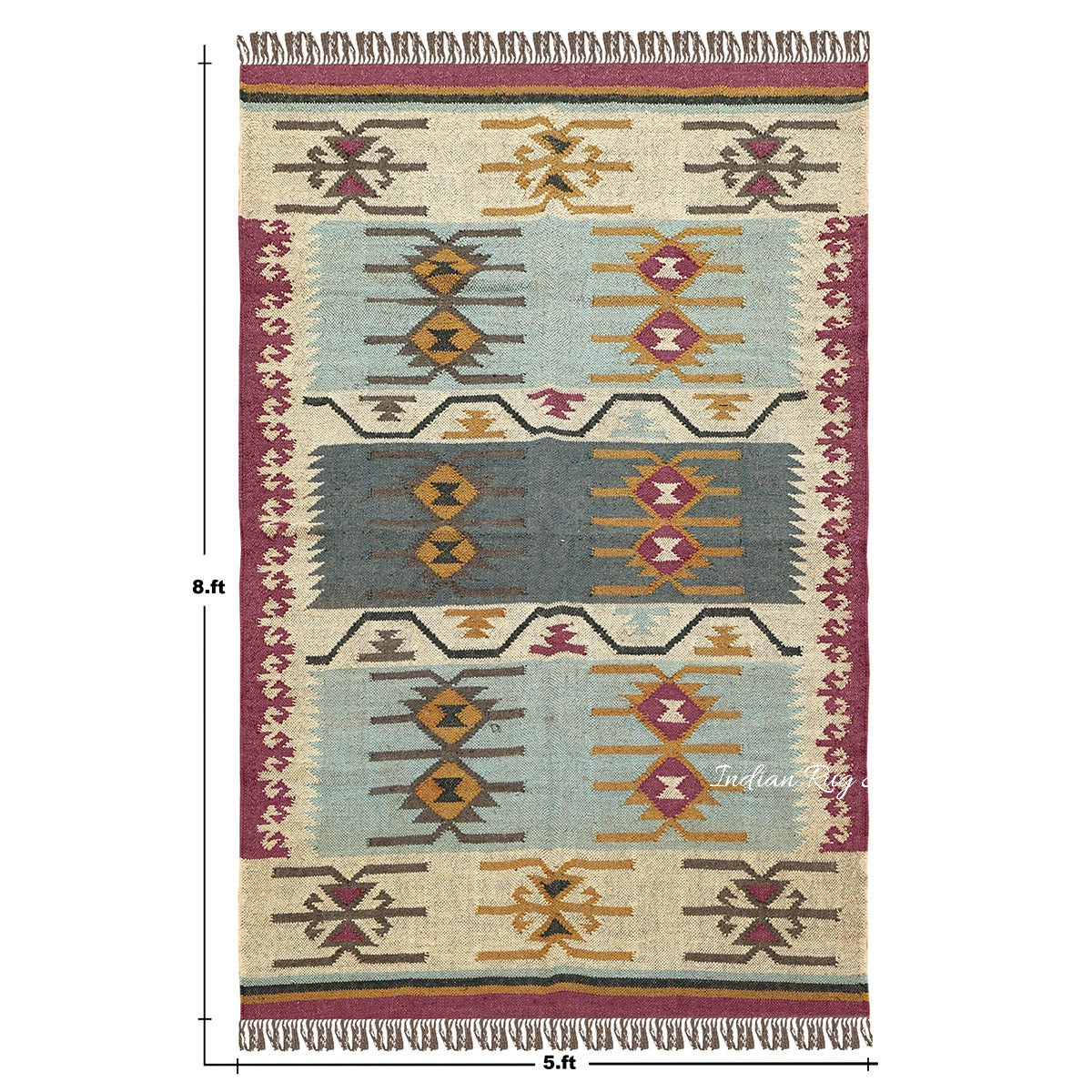 Entrance Decor Hand Woven Geometric Plum Pink Multicolor Wool Jute Rug