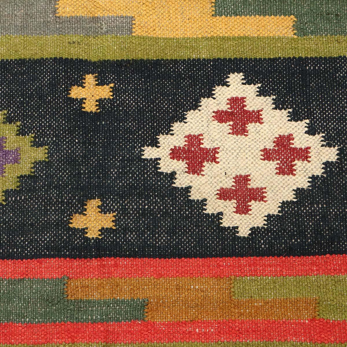 Indian Hand Woven Gray Multicolor Geometric Home Decor Wool Jute Rug - Indian Rug Store