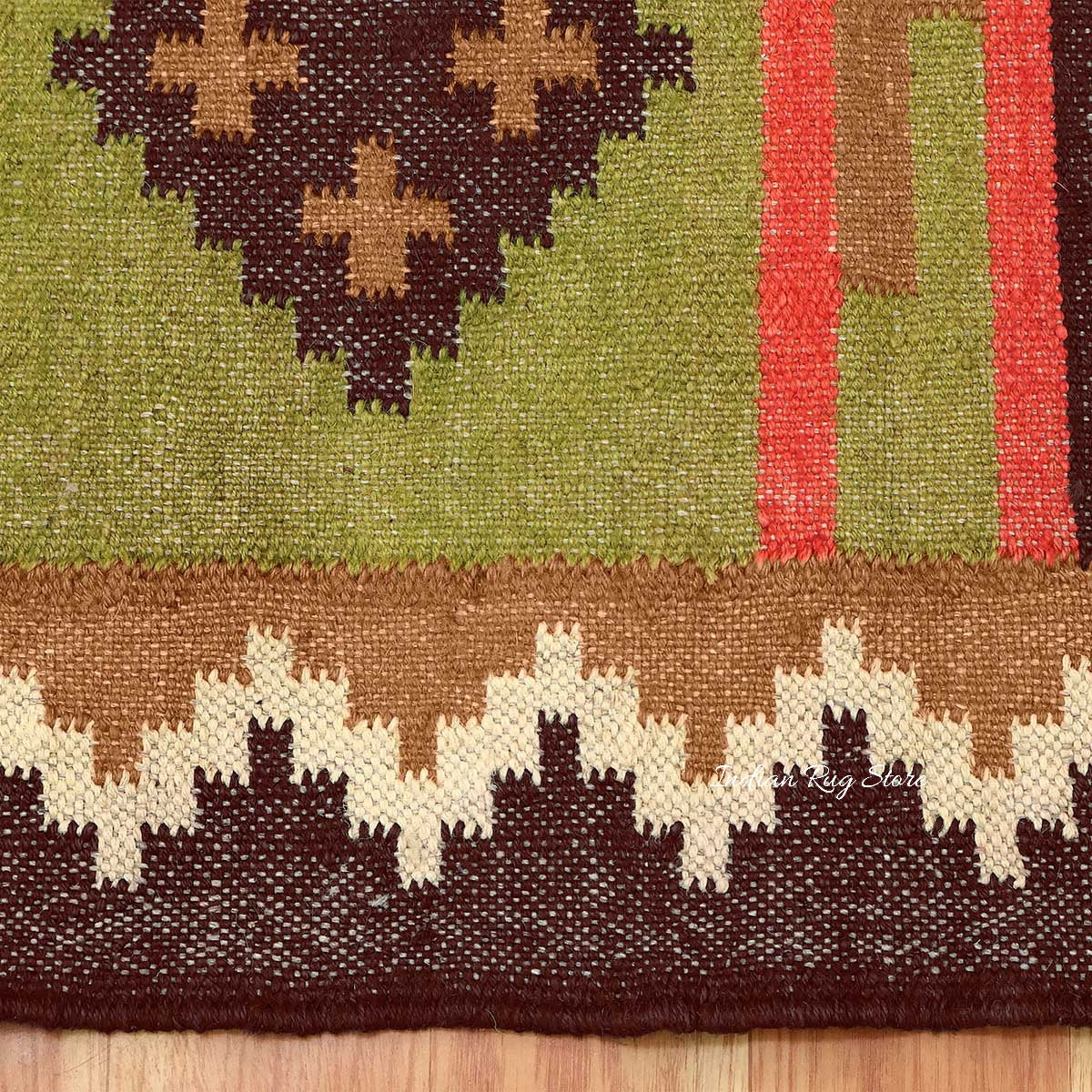 Hande Woven Rectangle Chocolate Brown Multicolor Interior Wool Jute Rug