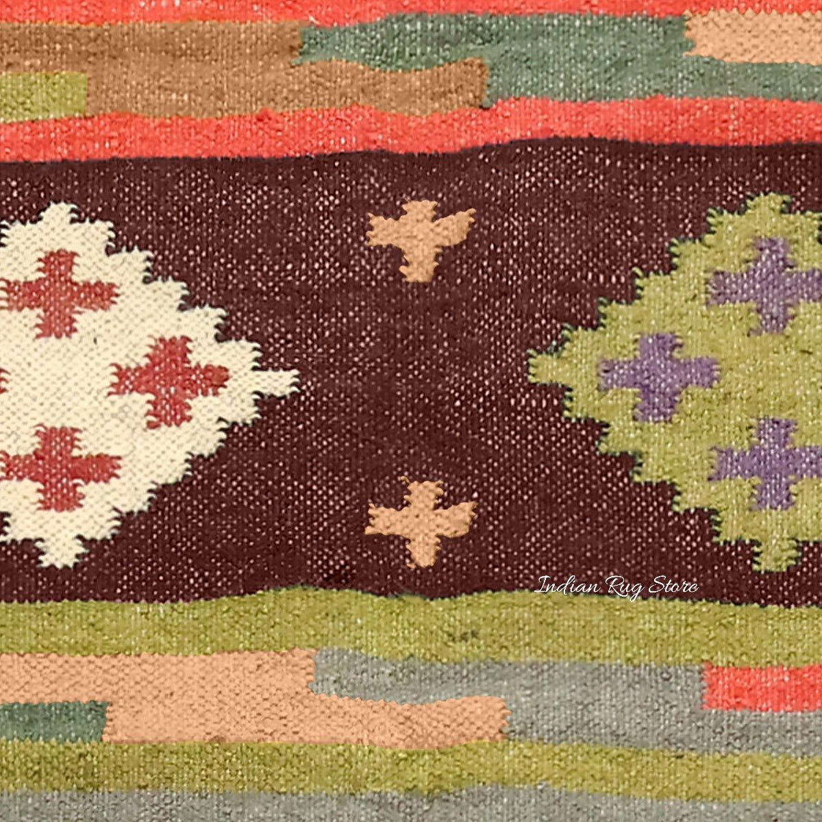 Hande Woven Rectangle Chocolate Brown Multicolor Interior Wool Jute Rug