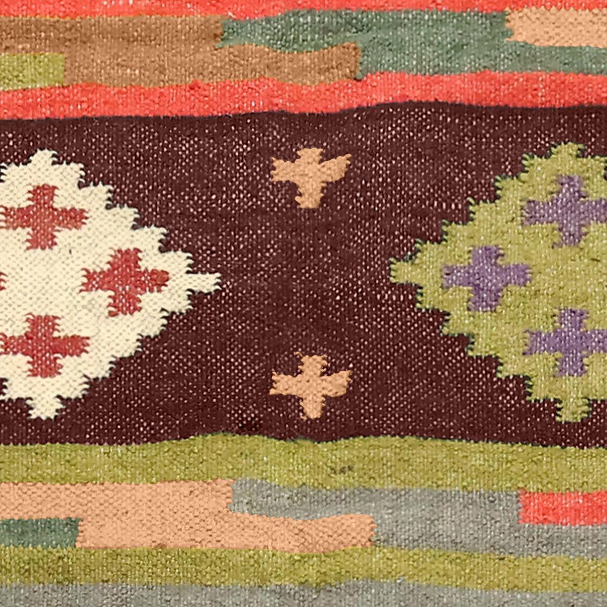 Hande Woven Rectangle Chocolate Brown Multicolor Interior Wool Jute Rug - Indian Rug Store