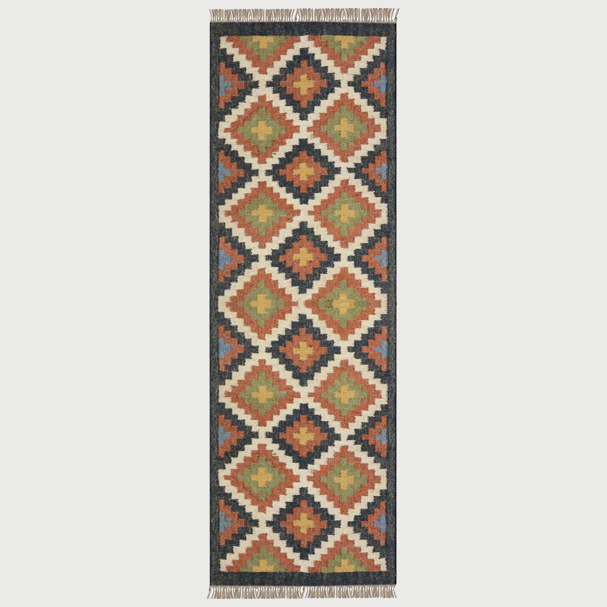 Multicolor Bordered Wool Large Area Rug - Indian Rug Store