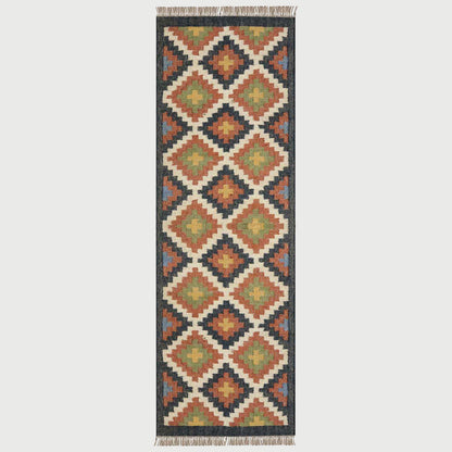 Multicolor Bordered Wool Large Area Rug - Indian Rug Store