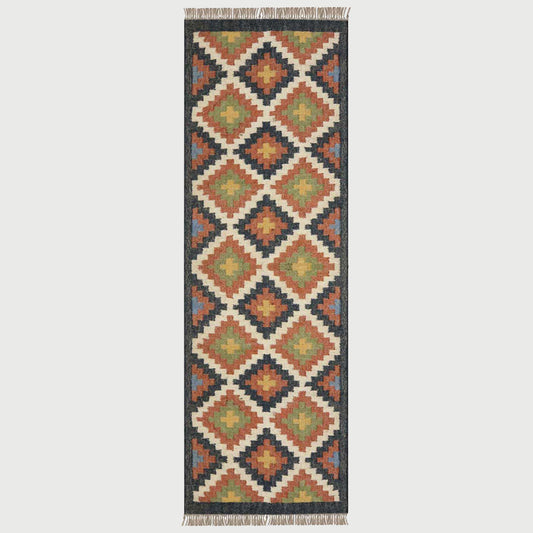 Multicolor Bordered Wool Large Area Rug - Indian Rug Store