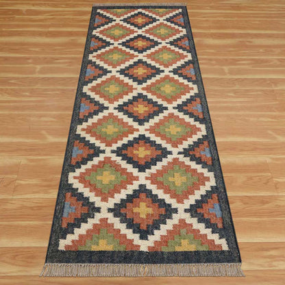 Multicolor Bordered Wool Large Area Rug - Indian Rug Store