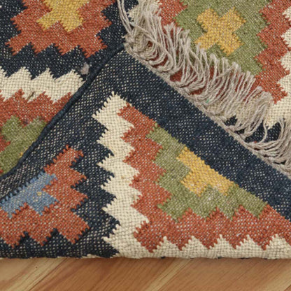 Multicolor Bordered Wool Large Area Rug - Indian Rug Store