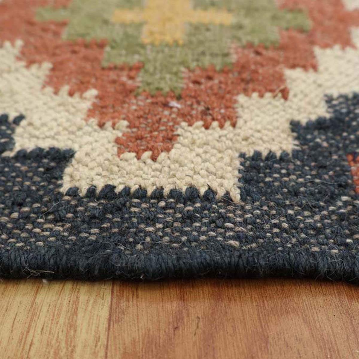 Multicolor Bordered Wool Large Area Rug - Indian Rug Store