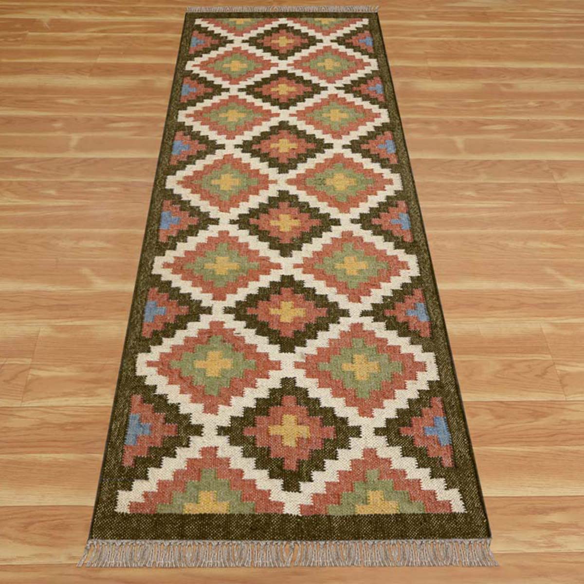 Bordered Multicolor Handmade Wool Jute Area Rug - Indian Rug Store