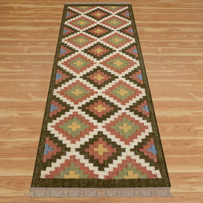 Bordered Multicolor Handmade Wool Jute Area Rug - Indian Rug Store