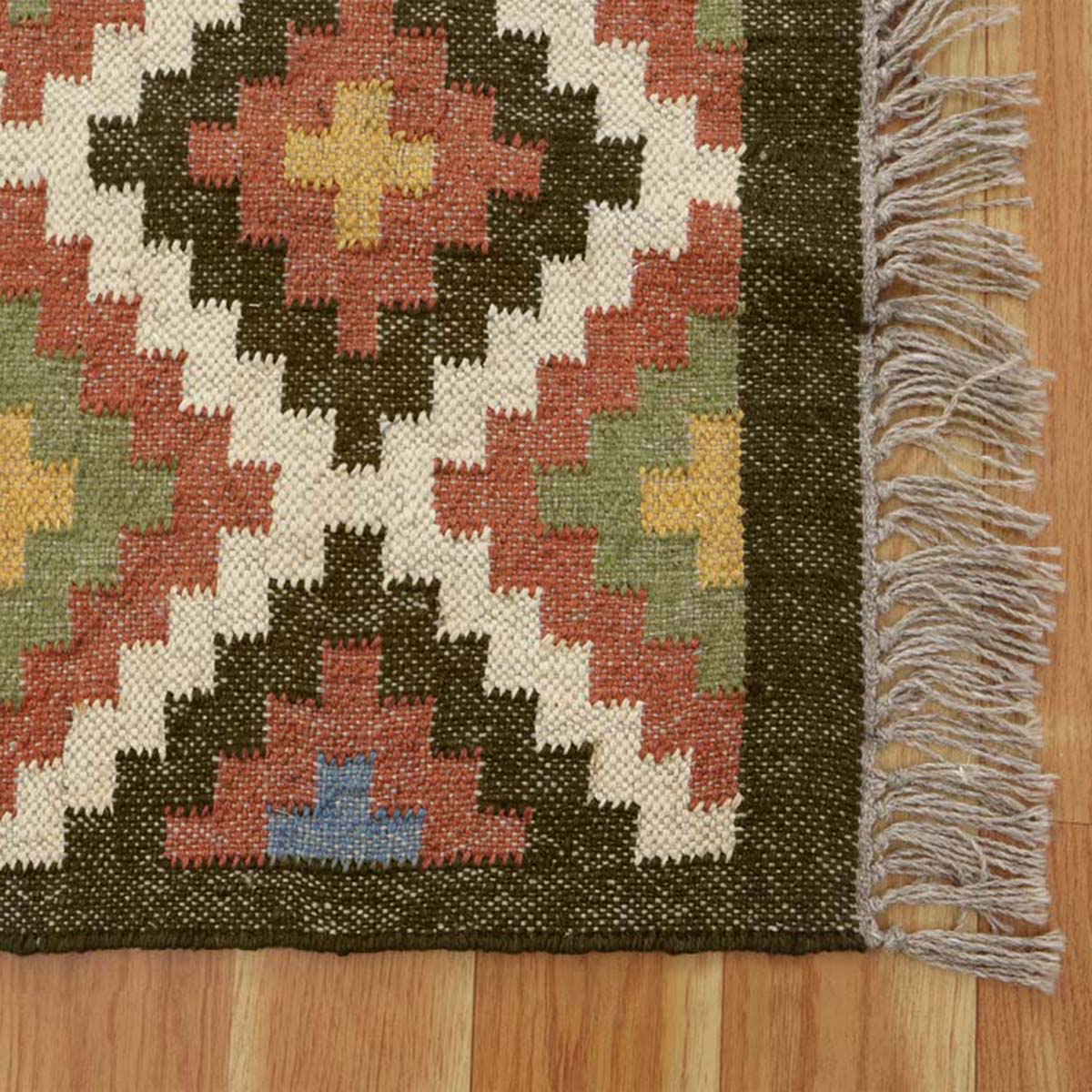 Bordered Multicolor Handmade Wool Jute Area Rug - Indian Rug Store