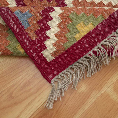 Handmade Wool Jute Multicolor Bordered Area Rug - Indian Rug Store