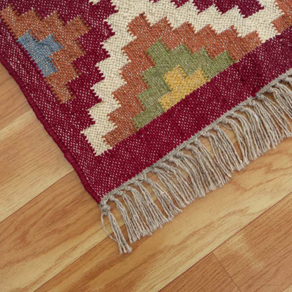 Handmade Wool Jute Multicolor Bordered Area Rug - Indian Rug Store