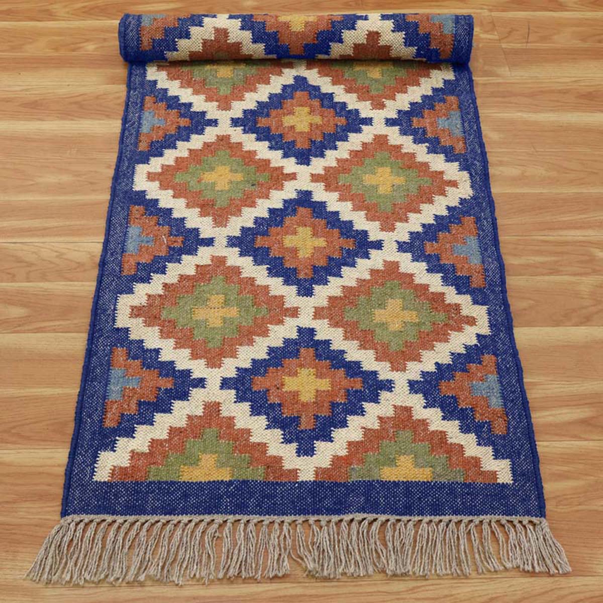 Handmade Hand Woven Wool Jute Bordered Area Rug - Indian Rug Store