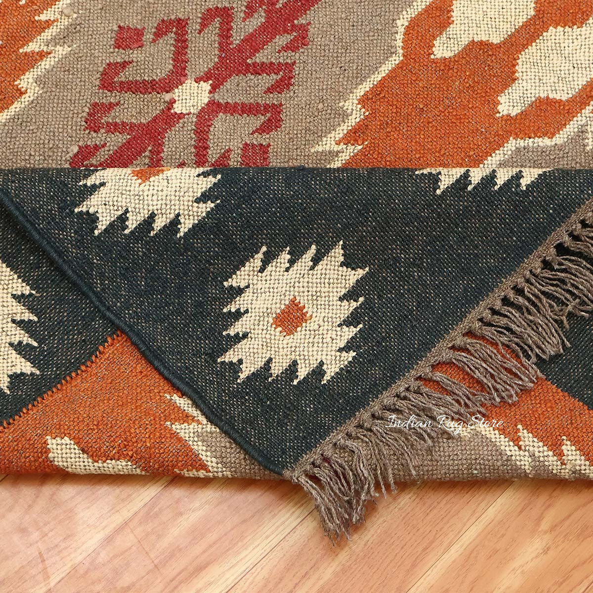 Hand Woven Geometric Brown Black Home Decor Wool Jute Rugs