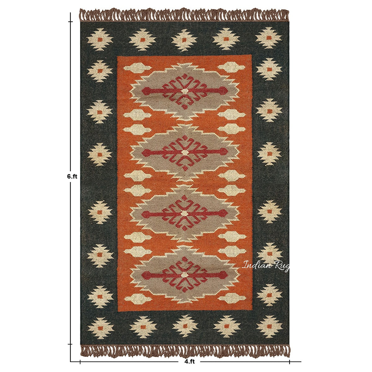 Hand Woven Geometric Brown Black Home Decor Wool Jute Rugs