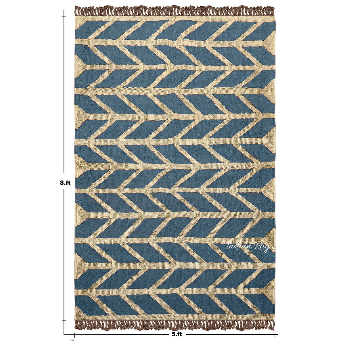 Beige Grayish Blue Hand Woven Geometric Out Door Decor Wool Jute Rug