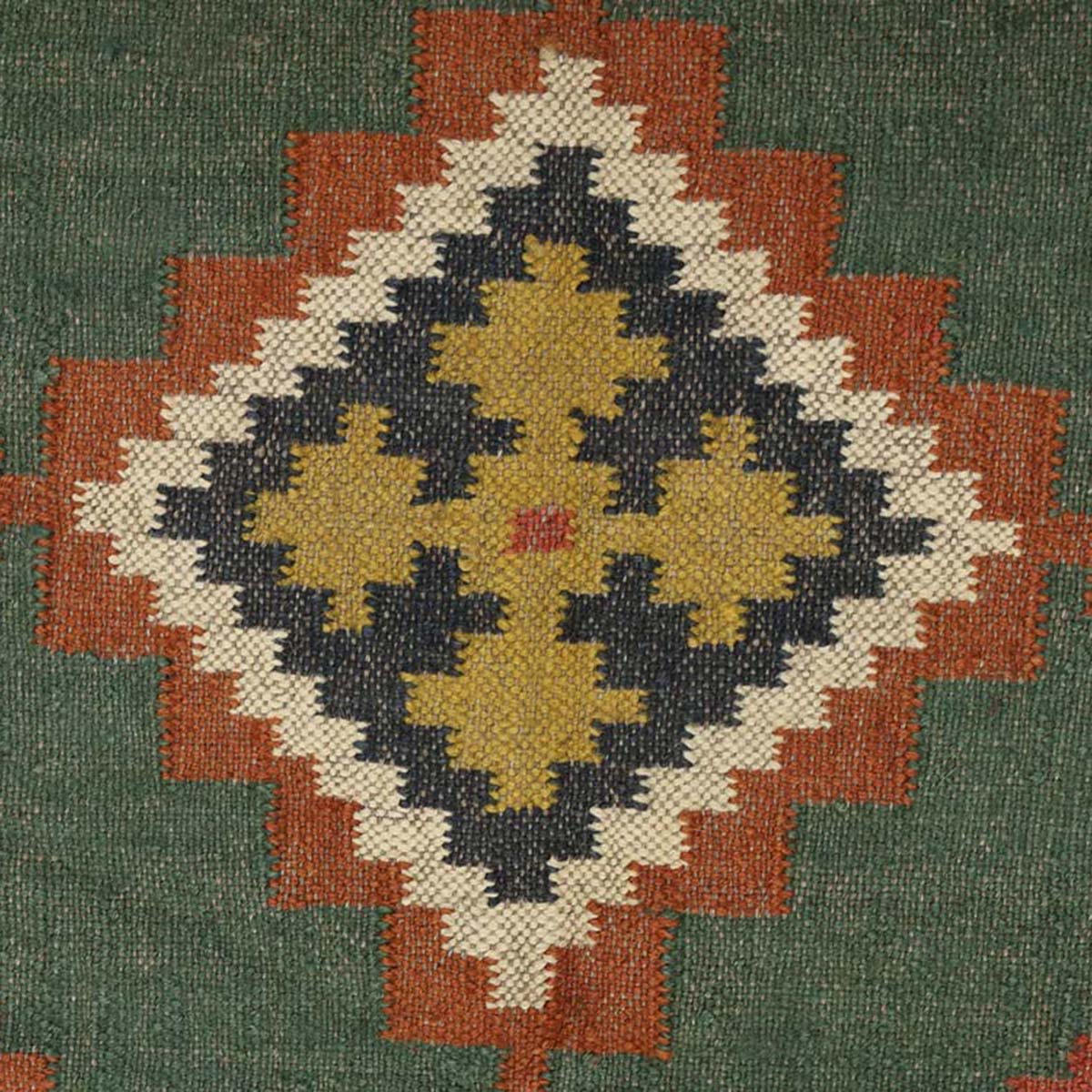 Indian Hand Woven Multicolor Bordered Wool Dining Area Rug - Indian Rug Store