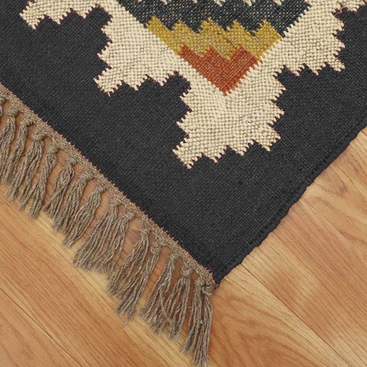 Hand Woven Bordered Multicolor Living Room Area Rug - Indian Rug Store