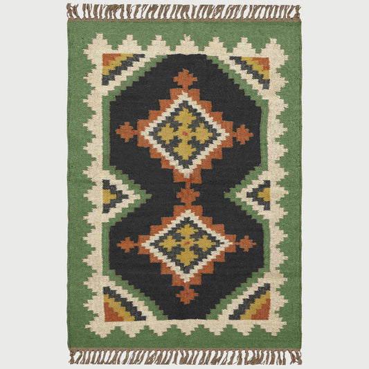 Multicolor Hand Woven Bordered Home Decor Rug - Indian Rug Store