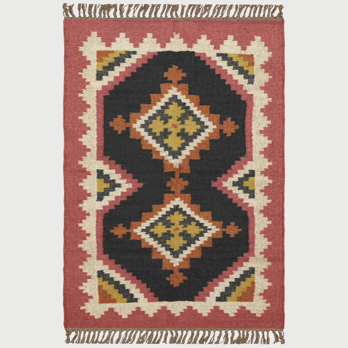 Hand Woven Bordered Multicolor Bed Room Area Rug - Indian Rug Store