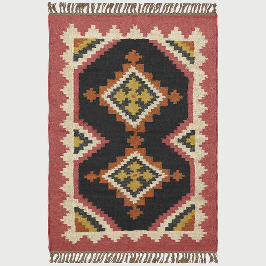 Hand Woven Bordered Multicolor Bed Room Area Rug - Indian Rug Store