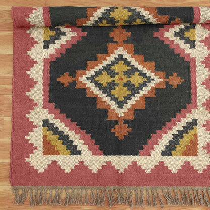 Hand Woven Bordered Multicolor Bed Room Area Rug - Indian Rug Store