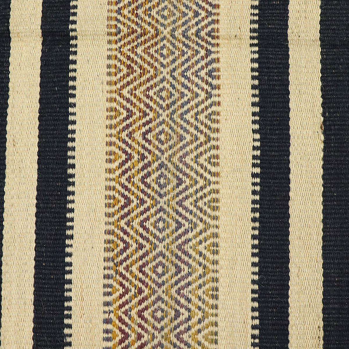 Attractive Hand Woven Geometric Black Beige Interior Wool Jute Rug