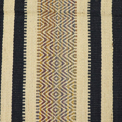 Attractive Hand Woven Geometric Black Beige Interior Wool Jute Rug