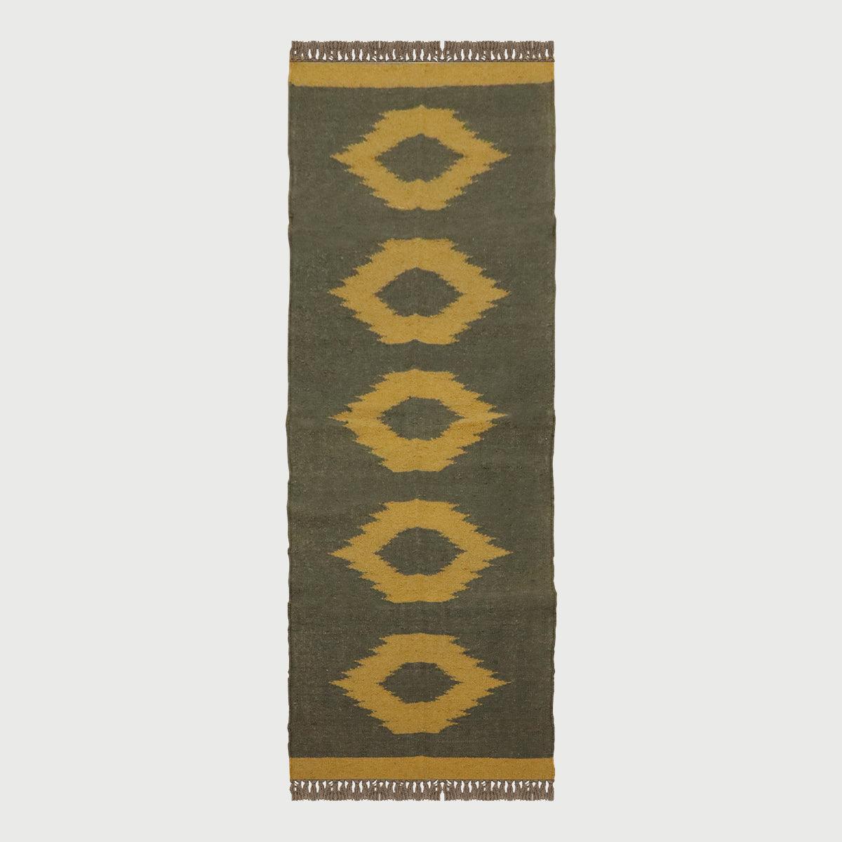 Gray Yellow Hand Woven Attractive Geometric Indoor Wool Jute Rug