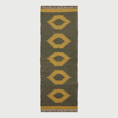 Gray Yellow Hand Woven Attractive Geometric Indoor Wool Jute Rug