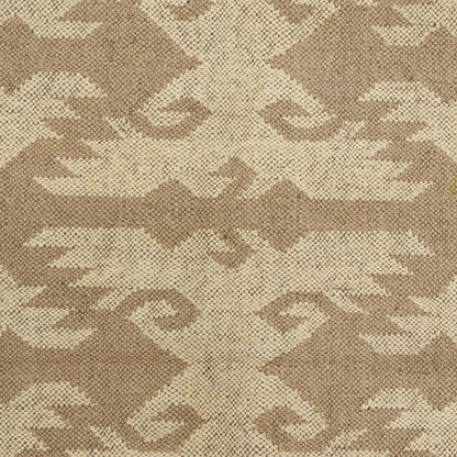 Indian Hand Woven Geometric Beige Brown Wool Jute Rug - Indian Rug Store