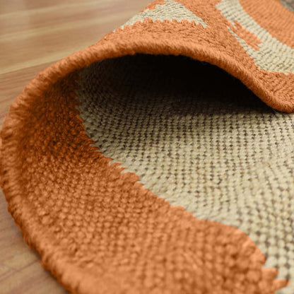 Indian Hand Woven Beige Orange Wool Dining Area Rug - Indian Rug Store