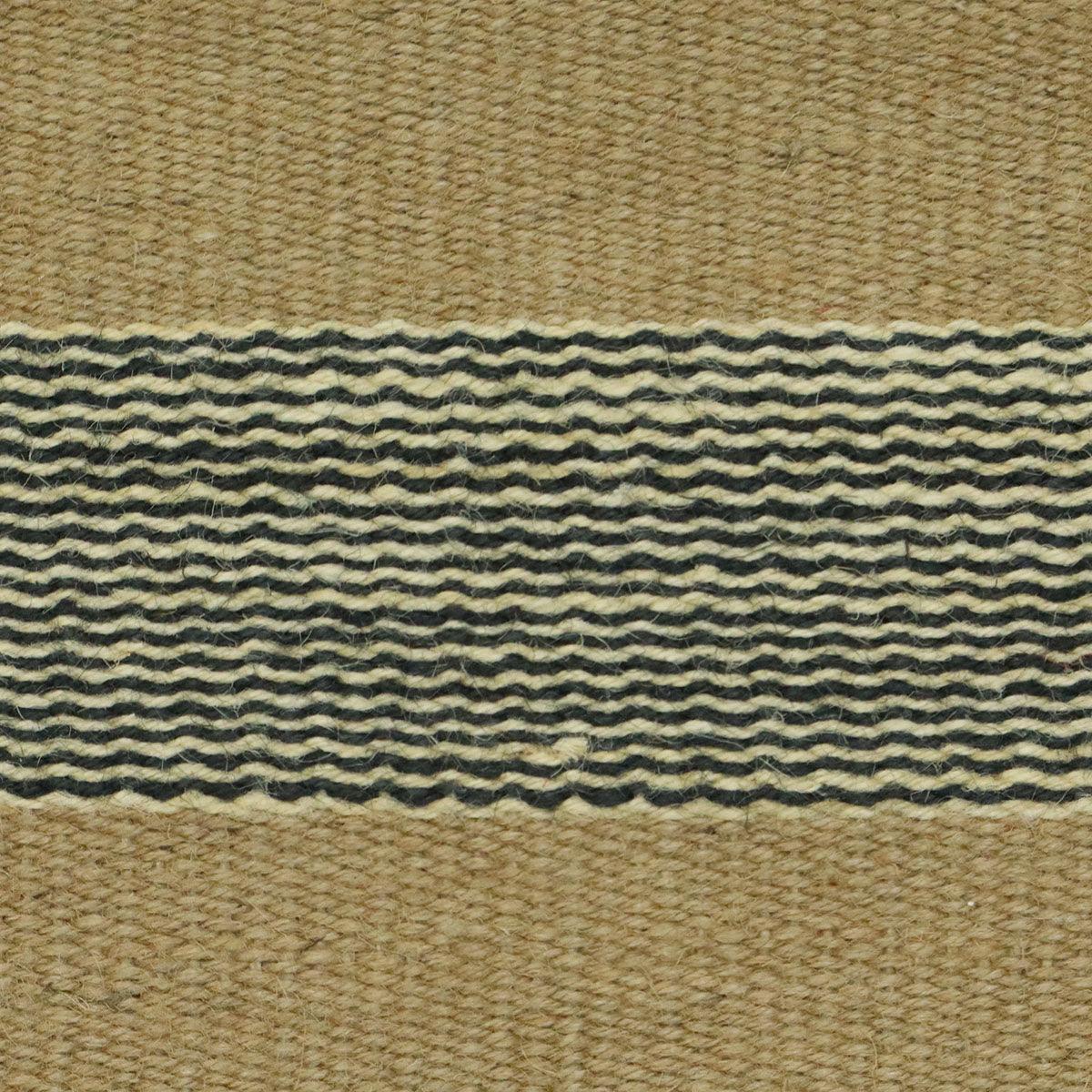 Attractive Hand Woven Geometric Entrance Black Beige Wool Jute Rug