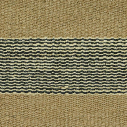 Attractive Hand Woven Geometric Entrance Black Beige Wool Jute Rug