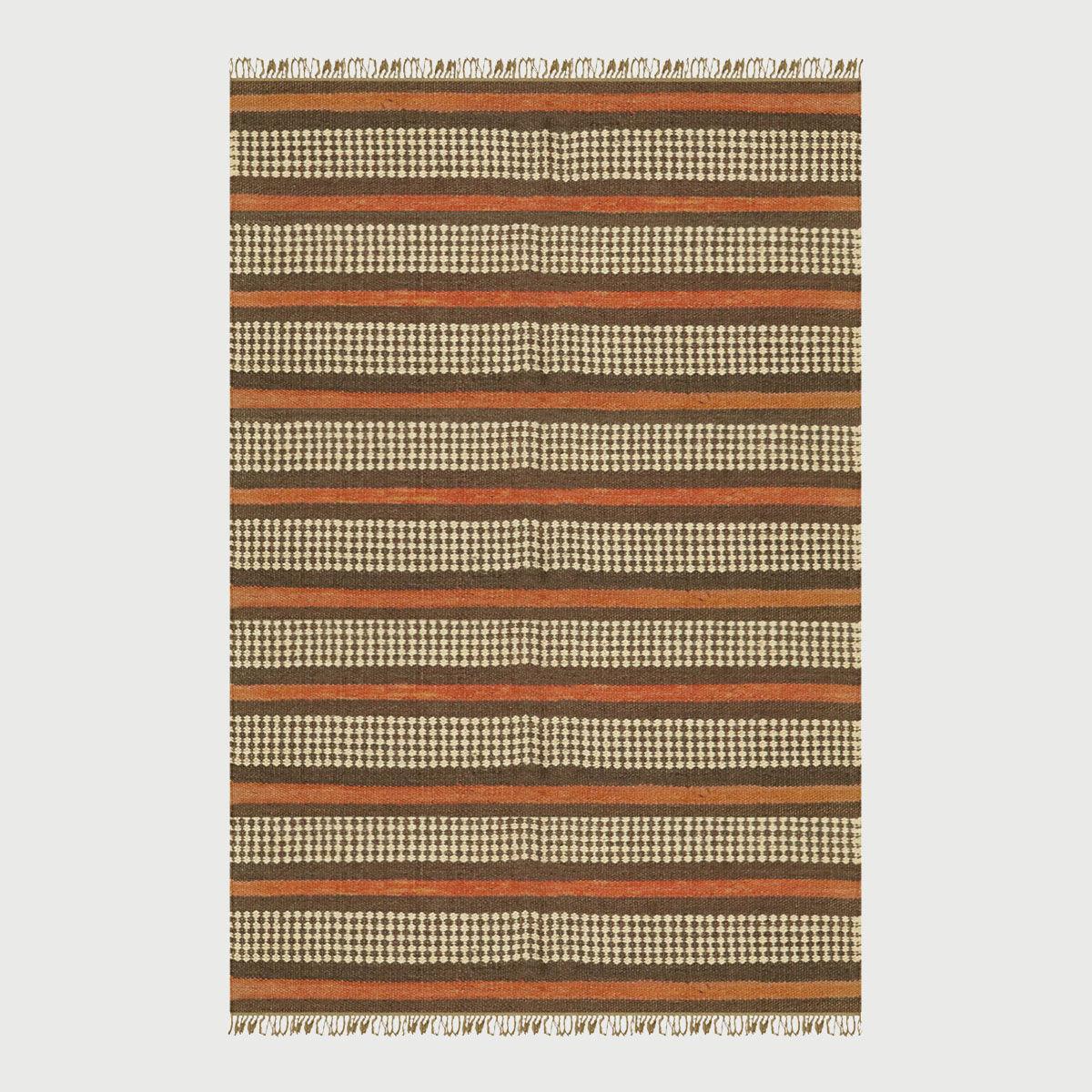 Trendy Hand Woven Geometric Red Brown Bedroom Decor Wool Jute Rug