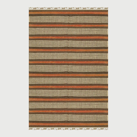 Trendy Hand Woven Geometric Red Brown Bedroom Decor Wool Jute Rug