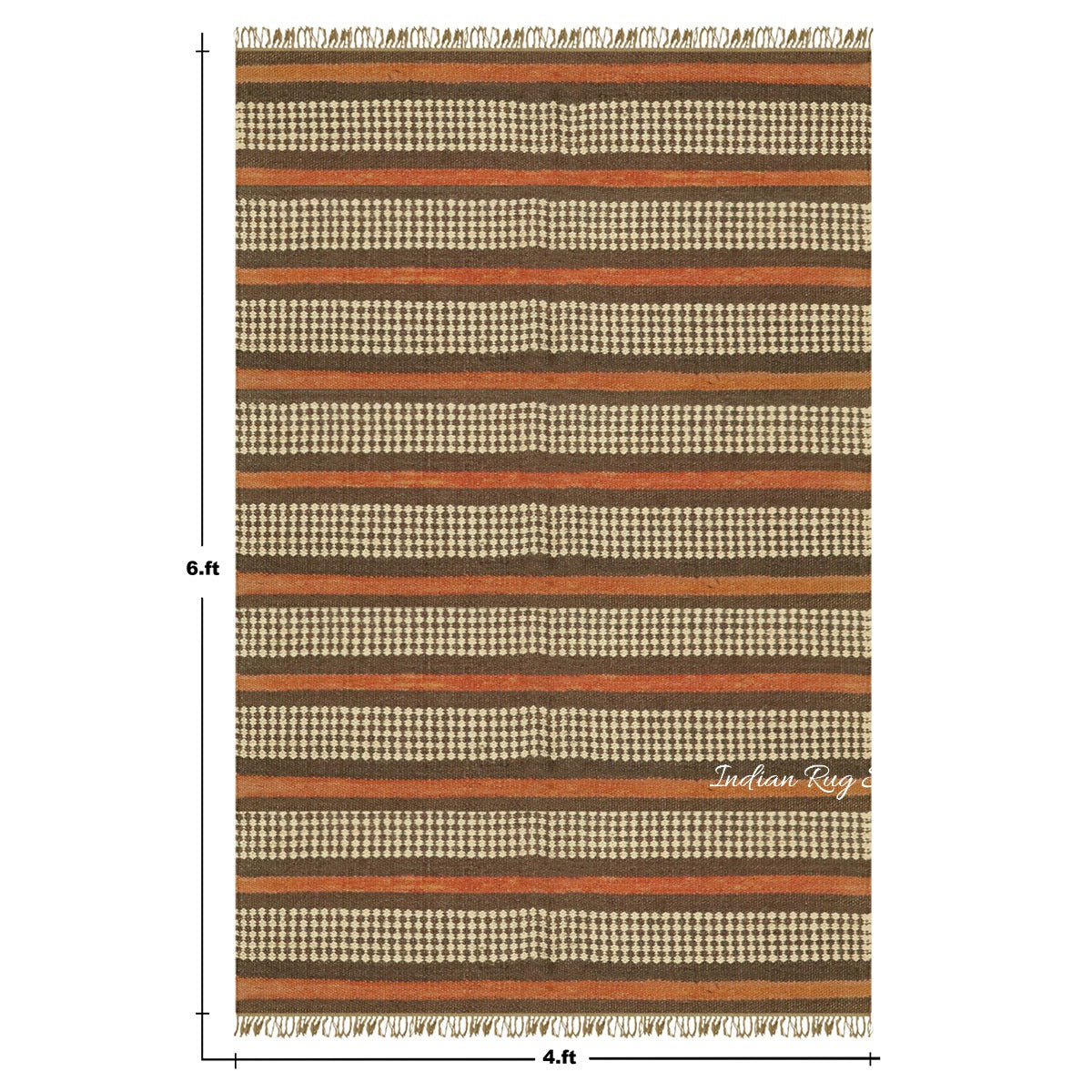 Trendy Hand Woven Geometric Red Brown Bedroom Decor Wool Jute Rug