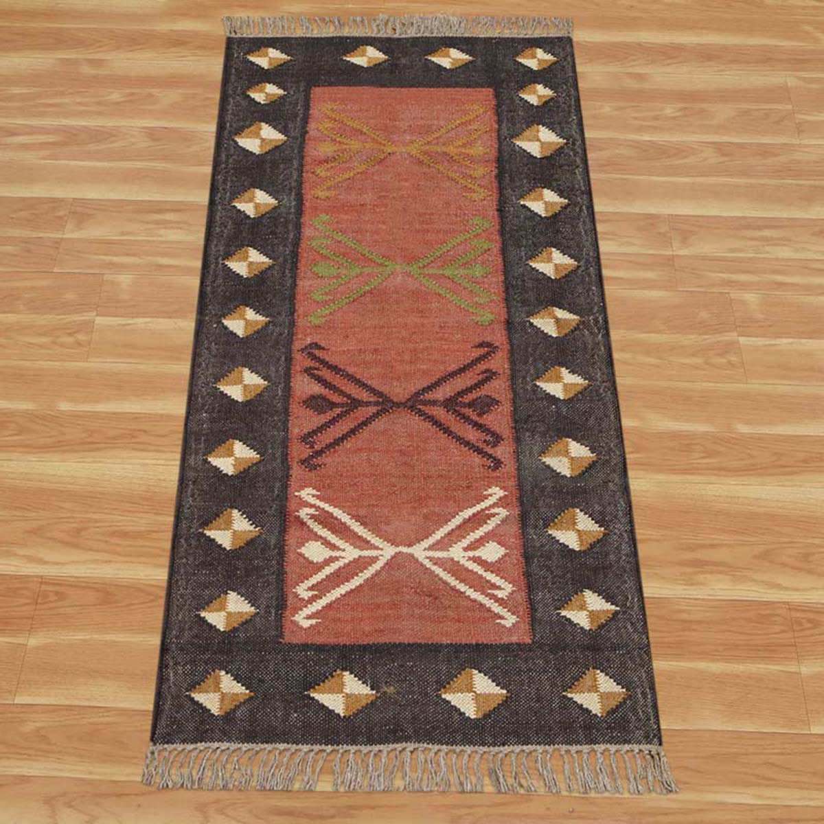 Indian Hand Woven Jute Kilim Runner Brown Kitchen Rug - Indian Rug Store