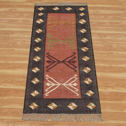 Indian Hand Woven Jute Kilim Runner Brown Kitchen Rug - Indian Rug Store