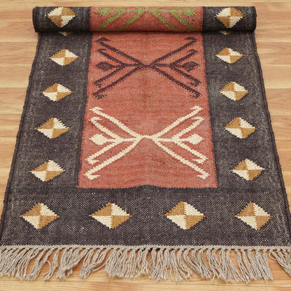 Indian Hand Woven Jute Kilim Runner Brown Kitchen Rug - Indian Rug Store