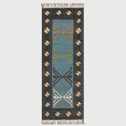 Indian Hand Woven Jute Kilim Runner Gray Multicolor Kitchen Rug - Indian Rug Store