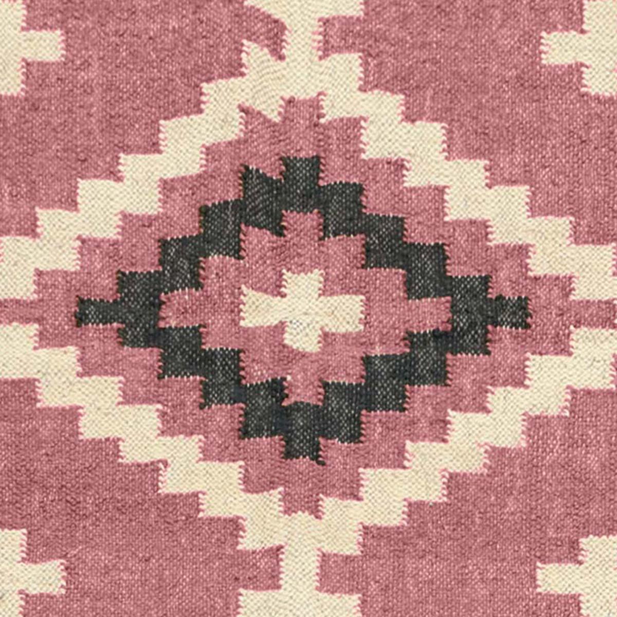 Pink Black Hand Woven Geometric Bedroom Decor Wool Jute Rug - Indian Rug Store