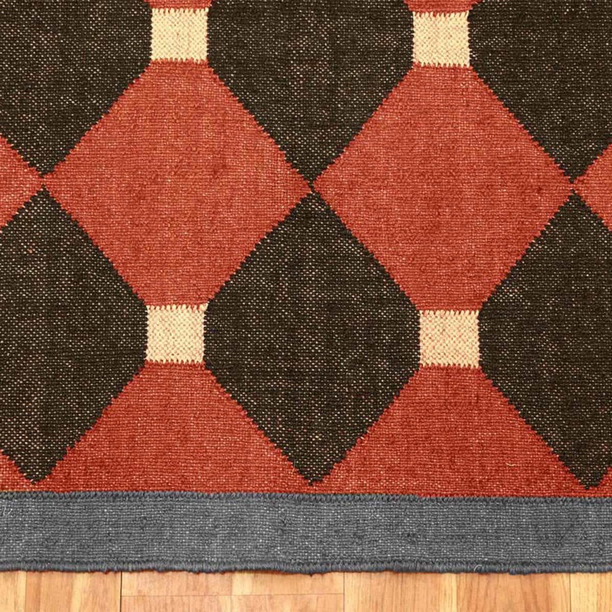 Geometric Maroon Gray Hand Woven Home Decor Wool Jute Rug - Indian Rug Store