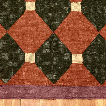 Farm House Decor Rust Multicolor Hand Woven Geometric Wool Jute Rug - Indian Rug Store