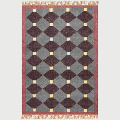 Hand Woven Rectangle Gray Multicolor Geometric Dining Room Wool Jute Rug - Indian Rug Store