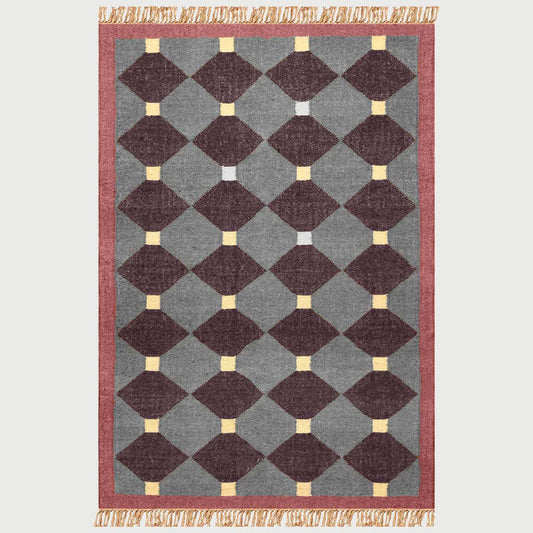 Hand Woven Rectangle Gray Multicolor Geometric Dining Room Wool Jute Rug - Indian Rug Store