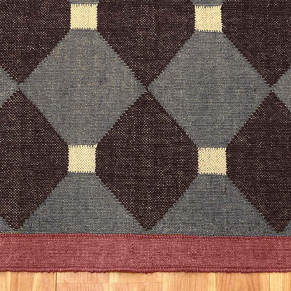 Hand Woven Rectangle Gray Multicolor Geometric Dining Room Wool Jute Rug - Indian Rug Store