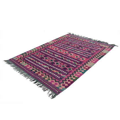 Indian Hand Woven Wool Kilim Large Area Maroon Rug WK-501