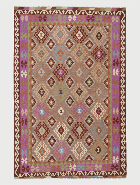 Tappeto da letto Kilim in lana intrecciata a mano rosa WK-502