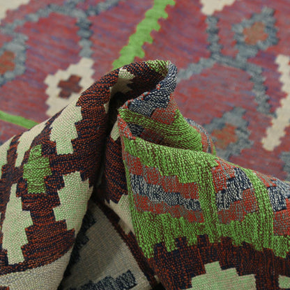 Tappeto Kilim in lana tribale verde tessuto a mano WK-503